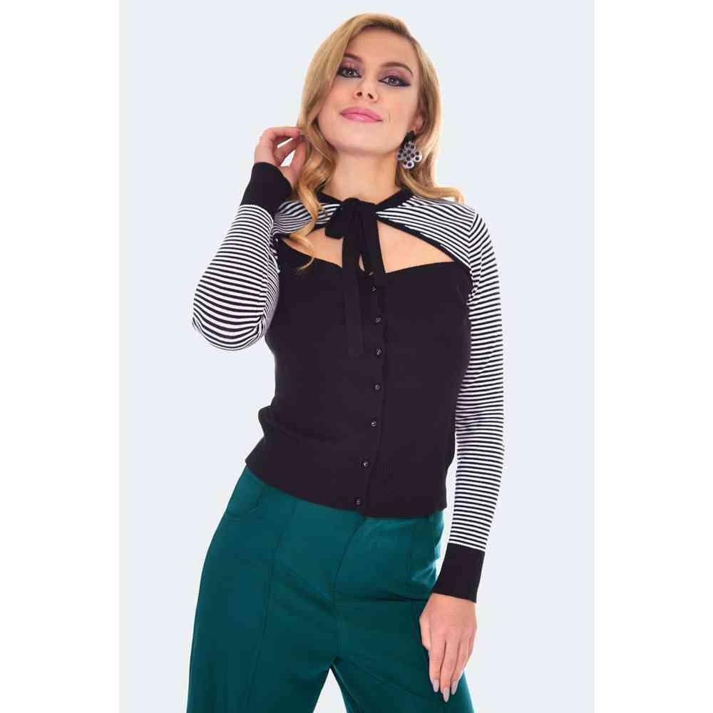 Voodoo Vixen - Cut Out Striped Cardigan - Multicolours